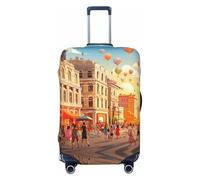 Wangxyozdp Funda protectora para equipaje de viaje con estampado de ciudad turística de 45,7 a 81,3 cm, Black, L