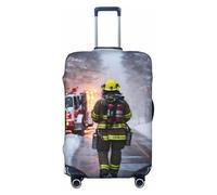 Wangxyozdp Funda protectora para equipaje de viaje con estampado de llamas de bombero, funda protectora para equipaje de 18 a 32 pulgadas, Black, S