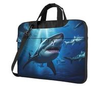 Wangxyozdp Shark Swimming Under the Sea - Bolsa de hombro para laptop, con bolsillo para accesorios, 13/14/15.6 pulgadas, Black, 14 inch