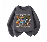 WANGYFAN Camiseta Infantil de Manga Larga como Prenda Interior, con Cuello Redondo y Estampados de Personajes de Dibujos Animados.,Gris,130cm