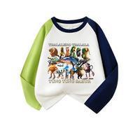 WANGYFAN Camiseta Infantil de Manga Larga como Prenda Interior, con Cuello Redondo y Estampados de Personajes de Dibujos Animados.,Verde,130cm