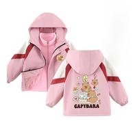 WANGYFAN Chaqueta Polar 2 en 1 para niños, Cortavientos, cálida para Exteriores, Chaquetas de esquí de Invierno con Estampado de Capibara,Pink1,150cm