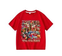 WANGYFAN Nuevas Camisetas de Manga Corta para niños, Camiseta de Manga Corta Infantil de Verano con diseño de Animal Anime de Italian Brain AI,Rojo,140cm
