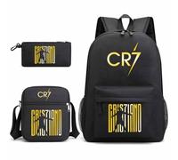 WANGYFAN Set de 3 Piezas para fanáticos del fútbol, Mochila Impermeable con Bolso Cruzado y Estuche para lápices, Mochila Duradera para Uso Diario Escolar de Adolescentes,A1