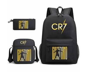 WANGYFAN Set de 3 Piezas para fanáticos del fútbol, Mochila Impermeable con Bolso Cruzado y Estuche para lápices, Mochila Duradera para Uso Diario Escolar de Adolescentes,A1