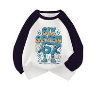 WANGYFAN Sudaderas de Cuello Redondo para niños, Sudaderas Estampadas a Bloques de Color para niños y niñas, Primavera y otoño,Blanca,110cm