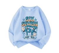 WANGYFAN Sudaderas de Cuello Redondo para niños, Sudaderas Estampadas a Bloques de Color para niños y niñas, Primavera y otoño,Azul,140cm
