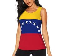 Wangyufen Camiseta deportiva sin mangas para mujer, con estampado de bandera de Venezuela, espalda cruzada, para correr, gimnasio, baile, Negro, M