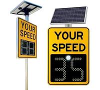WANGYYDS Señales De Radar De Velocidad, con Energía Solar, Indicador De Velocidad LED, Límite De Velocidad Ajustable, Reflectante De Alto Brillo, Resistente a La Intemperie 50×70cm/20×27in-Yellow