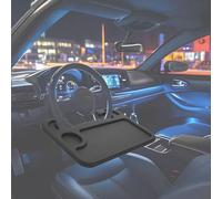 WANGZENIU Bandeja para Volante de Coche para Porsche Cayenne E-Hybrid 2018-2024, Conveniente Mesa de Bandeja para Coche Bandeja de Coche de Doble Cara Mesa de Volante Multiusos,Black