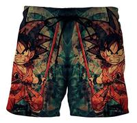 WANHONGYUE Anime Dragon Ball Z Goku Shorts de Playa Hombre 3D Imprimir Pantalones Corto Beach Board Shorts 1122/10 XL