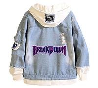 WANHONGYUE Anime Jojo’s Bizarre Adventure Denim Jacket Chaqueta Vaquera Hombre Mujer Chaqueta de Jean Hoodie Sudadera con Capucha Abrigo Azul/4 XL