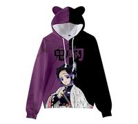 WANHONGYUE Anime Kochou Shinobu Sudadera con Capucha Impresión 3D Hoodie Sweatshirts Lindo Orejas de Gato Pullover de Manga Larga para Mujer Niñas, Shinobu 160