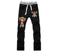 WANHONGYUE Anime One Piece Luffy Jogger Pantalones Deportivos Cosplay Disfraz Largos Sweat Pants Noos Trousers con Bolsillos Negro 3 XXL