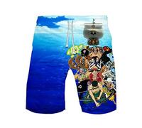 WANHONGYUE Anime One Piece Monkey D Luffy Shorts de Playa Hombre 3D Imprimir Pantalones Corto Beach Board Shorts 1108/10 XL