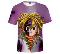 WANHONGYUE Anime The Seven Deadly Sins Nanatsu No Taizai Camiseta Hombre Mujer Impreso en 3D T-Shirt de Manga Corta Verano tee Tops Deportivos 496/7 S