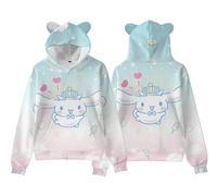 WANHONGYUE Cinnamoroll Sudadera con Capucha Cartoon Impresión 3D Hoodie Sweatshirts Lindo Orejas de Gato Pullover de Manga Larga para Mujer Niñas, Color/9, 4XS