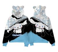 WANHONGYUE Cinnamoroll Sudadera con Capucha Cartoon Impresión 3D Hoodie Sweatshirts Lindo Orejas de Gato Pullover de Manga Larga para Mujer Niñas, Color/18, XL