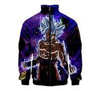 WANHONGYUE Dragon Ball Z Goku Anime 3D Impresión Chaqueta Bomber Jacket Cosplay Disfraz Zip Sweatshirt Abrigo Harrington 27 XXL