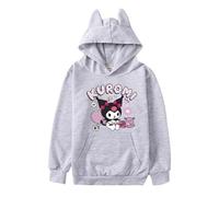 WANHONGYUE Kuro-mi Cartoon Sudadera con Capucha Orejas de Gato para Petite Mujeres Niñas Sueter de Manga Larga Hoodie Sweatshirt, Gris, Size S