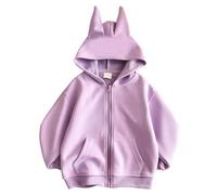 WANHONGYUE Kuro-mi My Me-lody Cinna-moroll Sudaderas con Capucha de Cremallera Petite Mujer Niña Zip Sweat Hoodie con Orejas, Morado, 2XS