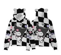 WANHONGYUE Kuromi Sudadera con Capucha Cartoon Impresión 3D Hoodie Sweatshirts Lindo Orejas de Gato Pullover de Manga Larga para Mujer Niñas, Color/18, XL
