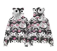 WANHONGYUE Kuromi Sudadera con Capucha Cartoon Impresión 3D Hoodie Sweatshirts Lindo Orejas de Gato Pullover de Manga Larga para Mujer Niñas, Color/12, L
