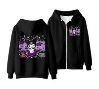 WANHONGYUE Kuromi Sudadera con Capucha y Cremallera Jersey de Manga Larga Hoodie Sweatshirt Chaqueta para Mujer Niña, Color 1, L