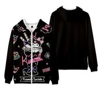 WANHONGYUE Kuromi Sudadera con Capucha y Cremallera Mujer Hoodie Sweatshirt Niñas Cartoon Jersey de Manga Larga Chaqueta Deportiva, Color/7, XL