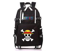 WANHONGYUE One Piece Anime Backpack Mochila Escolar Estudiante Bolso de Escuela Mochila para Portátil Negro-1