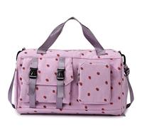 Waniki Sporttasche Kinder Erdbeere Sporttaschen Cord Reisetasche Mädchen Damen Schwimmtasche mit Schuhfach und Nassfach Kindertasche Teenager Reiseschen Travel Bag für Reisen, Fitness, Sport, morado