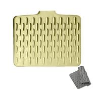 Wanishauber - Alfombrilla de silicona para escurrir, impermeable, con sistema de canales y antideslizante, resistente al calor y antideslizante para un secado sin goteo (amarillo, L: 36 x 28 cm)