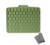 Wanishauber - Alfombrilla de silicona para escurrir, impermeable, con sistema de canales y antideslizante, resistente al calor y antideslizante para un secado sin goteo (verde, M: 32 x 25 cm)