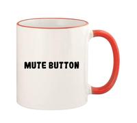 WANJIBAO Botón de silencio - Taza de café con borde y asa de colores, 325 ml, rojo
