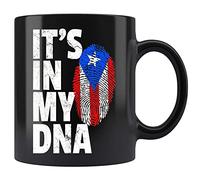 WANJIBAO Taza de café It's in My Dna con la bandera de Puerto Rico, taza de café de 325 ml, tazas de té de 325 ml