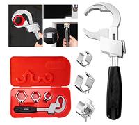 Wankeep Llave universal ajustable de doble extremo, llave de doble boca ajustable multifunción con 3 cabezales de repuesto, juego de herramientas de reparación para grifo, baño, cocina