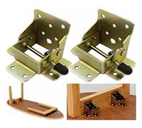 WANLIAN（2 piezas）90 grados autobloqueante plegable mesa pierna extensión estante soporte plegable telescópico oculto escritorio cama pierna bisagra (Freno lateral)