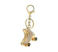 WANLIAN Llavero de diamantes de imitación de skate, zapatos colgante de llavero, colgante de aleación de cristal brillante (Dorado)
