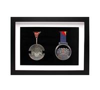 WANLIAN Marco de madera para medallas, 2 medallas para corredores, maratón, fútbol, gimnasia y medallas de todos los deportes, insignia (negro)