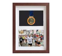 WANLIAN Marco para exhibir medallas, Medalla de deportes Cuadro en 3D Marcos de fotos, Enmarcado de imágenes Color negro directo y nogal Cuadro de cuadro profundo en 3D para mostrar Guerra