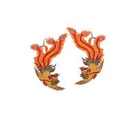 WANLIAN Parches bordados para planchar,2 parches bordados phoenix,bonitos apliques de costura para chaquetas, cheongsam,mochilas, vaqueros, Ropa Parches artesanales art deco