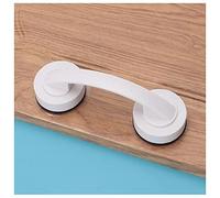 WANLIAN Potente mango de puerta de espejo de vidrio, cajón de refrigerador, baño, ventosa, pasamanos de pared, manija de ducha para bañera, cajón de cocina, manija de gabinete con ventosa (blanco)