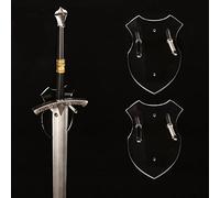 WANLIAN Soporte de espada para montaje en pared Gancho de espada para colgar en la pared Para espada, hacha de mano, visualización vertical sin espada (transparente, juego de 2 piezas)