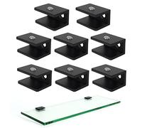 WANLIAN Soporte de estante de vidrio ajustable de aleación de aluminio Abrazadera de vidrio montado en la pared Soporte de estante de vidrio negro mate para vidrio de 3/8 pulgadas