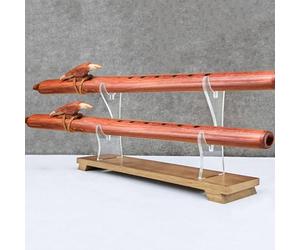 WANLIAN Soporte de flauta de escritorio de madera y acrílico para flauta india (doble piso)