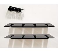 WANLIAN Soporte para copas de vino (2 unidades), soporte para copas de vino de pared, para almacenamiento y almacenamiento de copas de vino (negro)