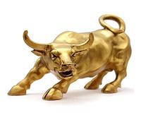 WANLIAN Wall Street - Estatua de Toro de latón - Feng Shui Fortune, símbolo de la Suerte del Mercado de Stock, Escultura de decoración del hogar Que representa la cantera y la Riqueza (S - 9,4 cm)