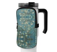 WANLON Almond Blossom - Bolsa de accesorios versátil para botella deportiva, ideal para caminar, senderismo, yoga, gimnasio, resistente al agua y a prueba de golpes, Black, M, Soporte para tarjetas de