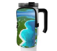 WANLON an Island in The Ocean - Bolsa de accesorios versátil para botella deportiva, ideal para caminar, senderismo, yoga, gimnasio, resistencia al agua y a prueba de golpes, Black, S, Soporte para