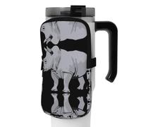 WANLON Animal Rhino - Bolsa de accesorios versátil para botella deportiva, ideal para caminar, senderismo, yoga, gimnasio, resistencia al agua y a prueba de golpes, Black, S, Soporte para tarjetas de